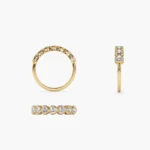 14K Solid Gold  Heart Shape Horizontal Bezel Setting Diamond Ring - 图片 3