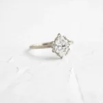 Threaded Ring with Halo, 1ct. Oval Cut Moissanite Diamond - Image 2