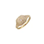 18K Solid Gold Baguette Diamond Signet Ring - Image 3