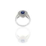 14K Solid Gold Pear Shaped Blue Sapphire and Diamond Ring - 图片 8