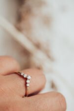5 Natural Diamond V Tracer Band, Stacking Band - 图片 2