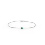 14K Solid Gold 2 MM Round Natural Emerald Bracelet - Image 3