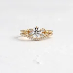 14k Solid Gold Lab-Grown Diamond Custom Curved Wisp Band - Image 5