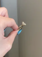 3 Carat Crushed Ice Radiant Moissanite 4-Prong Halo Solitaire Engagement Ring - Image 5