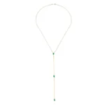 18k Solid Gold Emerald Pear Lariat