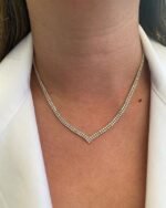 Natural Diamond Wedding Necklace , 14k Diamond Necklace for women