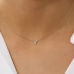 18k Gold Round Cut Natural Diamond Trio Necklace - 图片 2