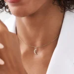 18k Star Setting Crescent Diamond Necklace - Image 6