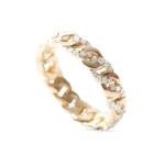 18k Gold Natural Diamond Braided Chain Link Ring - Image 3