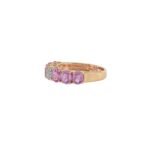 14K Solid Gold Pink Sapphire and Diamond Band - Image 3