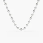 18k Gold Bezel Setting Natural Diamond Tennis Necklace - 图片 3