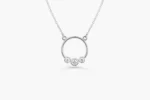 18k Gold Graduated Trio Bezel Diamond Circle Necklace - Image 5