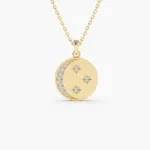 18k Natural Diamond Moon and Crescent Pendant - 图片 4