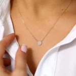 18k Gold Pave Diamond Disc Necklace - 图片 2