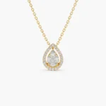 18k Pear Shaped Illusion Setting Halo Natural Diamond Necklace - 图片 6