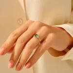 14K Solid Gold Emerald Flower Ring - 图片 5