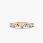 14K Gold Slanted Marquise and Round Diamond Ring - 图片 6