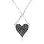 Reversible White And Black Natural Diamond Heart Necklace - 图片 2