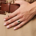14K Solid Gold Baguette Diamond Curved Tiara Ring - Image 3