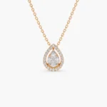 18k Pear Shaped Illusion Setting Halo Natural Diamond Necklace - 图片 5