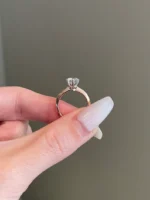 14K Solid Gold 1 Carat Brilliant Round Moissanite 6 - Prong Engagement Ring - Image 3