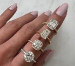 Cluster Emerald Cut Moissanite Engagement Ring 18k Gold Ring - 图片 5
