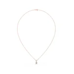 18k Solid Gold Emerald Necklace with Halo Diamonds - 图片 3