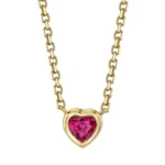 14K Solid Gold Ruby heart necklace - 图片 2
