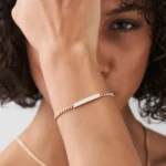 14k Gold 3MM Curb Link Diamond Pave Bracelet - Image 5