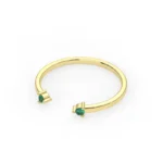 18K Solid Gold Natural Emerald Cuff Ring - 图片 5