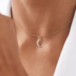 18k Star Setting Crescent Diamond Necklace - Image 2