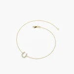 14k Solid Gold Mini Moissanite Diamond Horseshoe Bracelet - Image 3