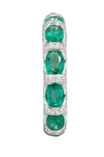 18K Solid Gold Natural Emerald and Diamond Eternity Band - 图片 2