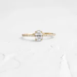 14k Solid Gold Oval Cut Champagne Diamond Ring - 图片 2