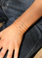 14K Solid Gold Ruby Evil Eye Chain Bracelet - Image 3