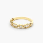 14K Solid Gold Vintage Style Diamond Wedding Ring - 图片 4