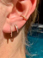 Zoe V Shaped Natural Diamond Huggies - Image 2