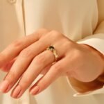 14K Solid Gold Emerald Solitaire Leaf Ring - 图片 6