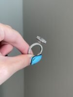 6ct Crushed Ice Radiant Moissanite Halo Pave Basket Triple Pave Engagement Ring - Image 5