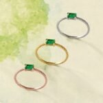 18K Solid Gold Twined Emerald Ring - 图片 5