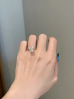 3 Carat Crushed Ice Radiant Moissanite 4-Prong Halo Solitaire Engagement Ring