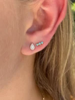 Sophie Tear Drop Natural Diamond Studs - 图片 2