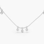 18k Gold 9 Natural Diamond Dangle Necklace - 图片 8