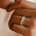 14K Solid Gold Baguette Diamond Stacking Ring - 图片 4