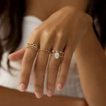 14k Solid Gold Oval Cut Champagne Diamond Ring - 图片 7