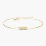 14K Gold Trio Moissanite Diamond Bracelet with Thin Chain - 图片 3