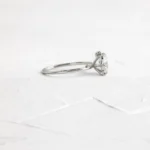 18K Solid Gold Lab-Grown Diamond Ring, White Gold Closed Basket Ring - 图片 2