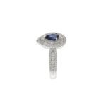 14K Solid Gold Pear Shaped Blue Sapphire and Diamond Ring - 图片 5