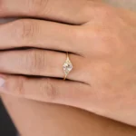 14k Solid Gold Lab-Grown Rose Cut Diamond Lady's Slipper Ring