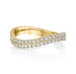 V Shape Wedding band studded with natural diamond in 18k gold - Image 4